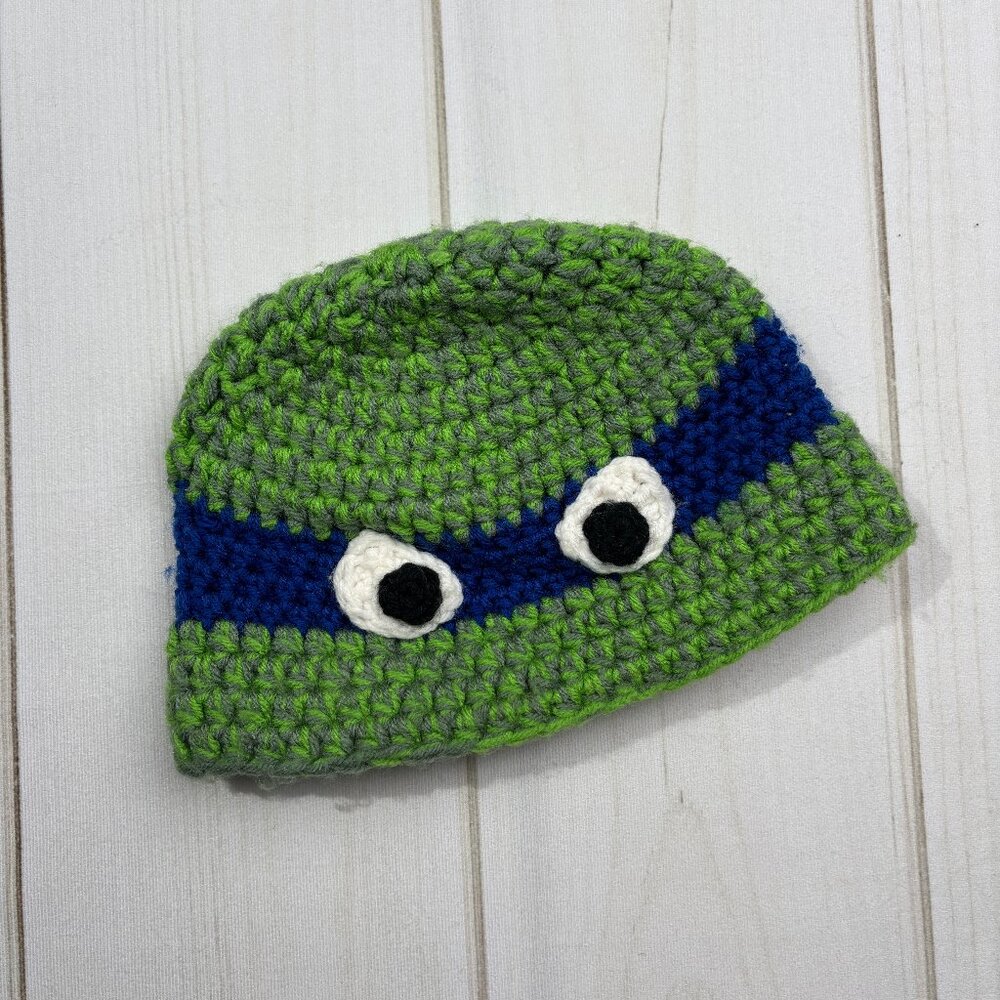 Handmade Donatello Knit Beanie Hat Teenage Mutant Ninja Turtles TMNT Hat 90s